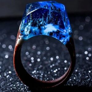 Hand made Wood and Resin Secret City Ring